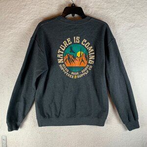 HippyTree Men's Nature is Coming‎ Crew Neck Long Sleeve Navy Sweatshirt Size M